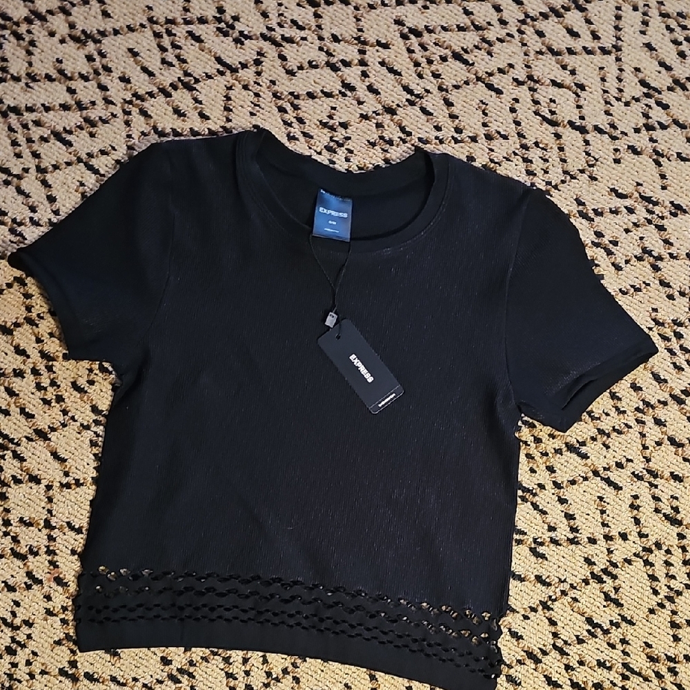 Express Black Crop Top with Details.